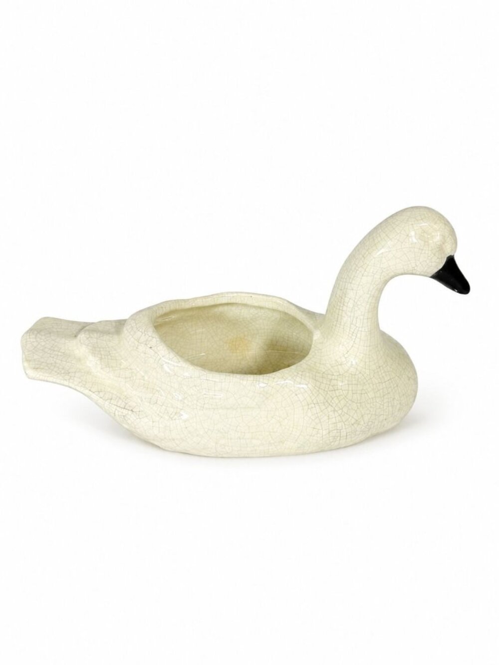 Swan Planter Pot Trinket Bowl Vintage Crackly Glaze Home Decor Decorative Accent